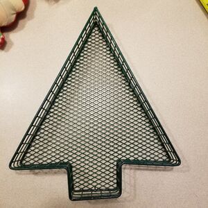 Vintage wire basket green Christmas tree shaped tray